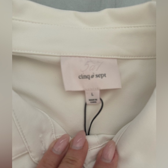 Cinq à Sept Isabelle Ruched Front Shirt Ivory Color Size Large NWT - Picture 2 of 15